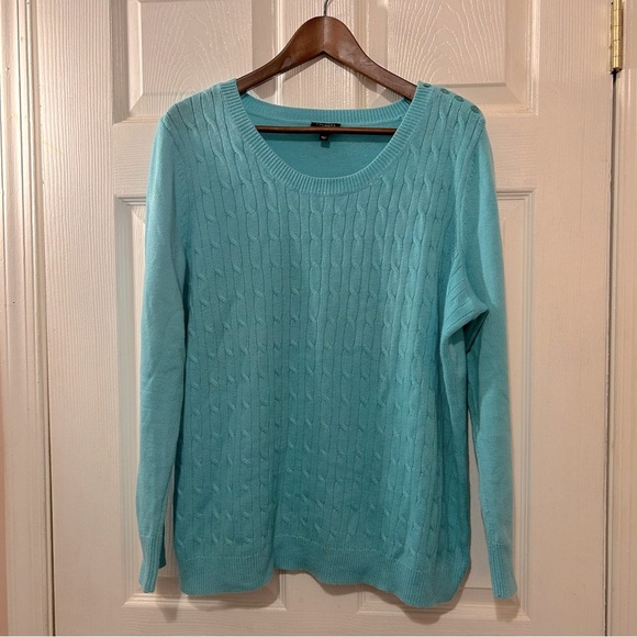 Talbots Cable Knit Sweater Turquoise Size 1X - Picture 1 of 7